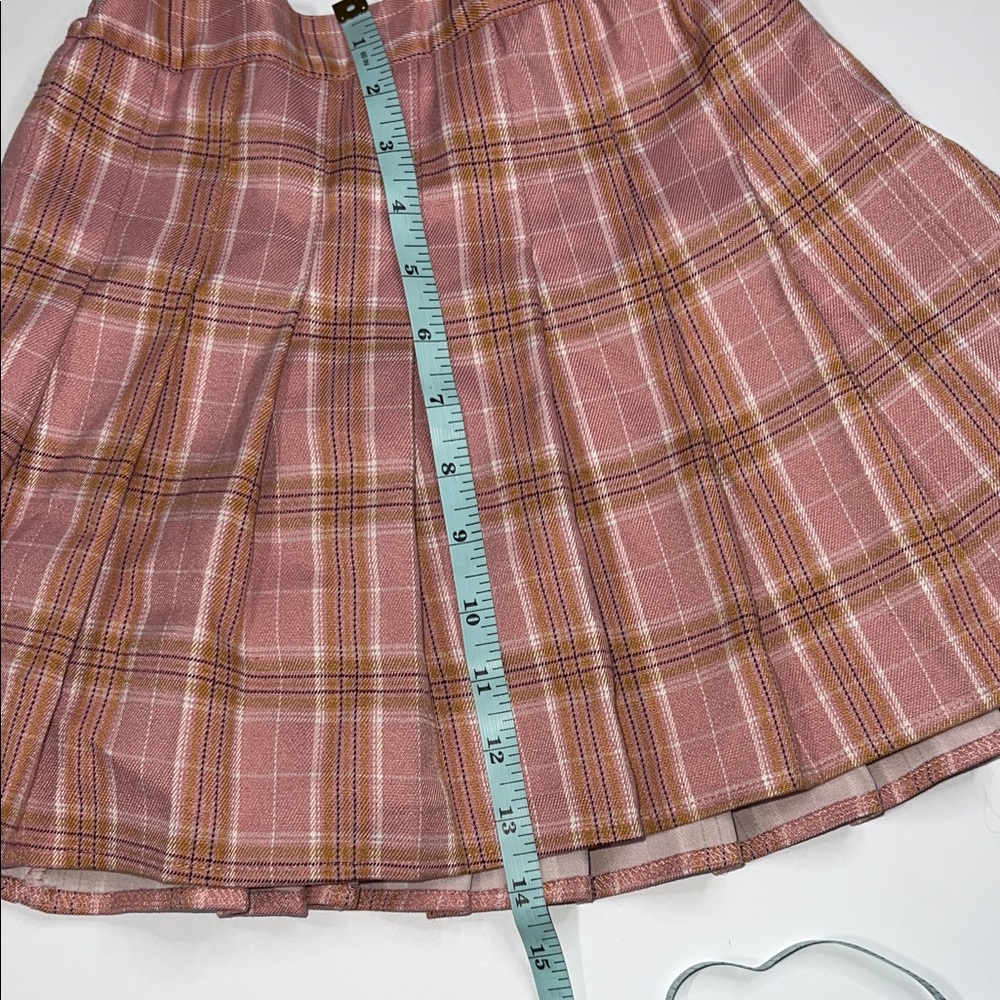 SHEIN Pink Plaid Skater Skirt - Picture 7 of 8
